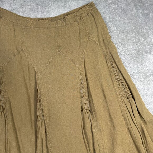 Coldwater Creek Womens PS Low Rise Brown Maxi Skirt Lined Flowy Boho A-Line Khak - Picture 3 of 8